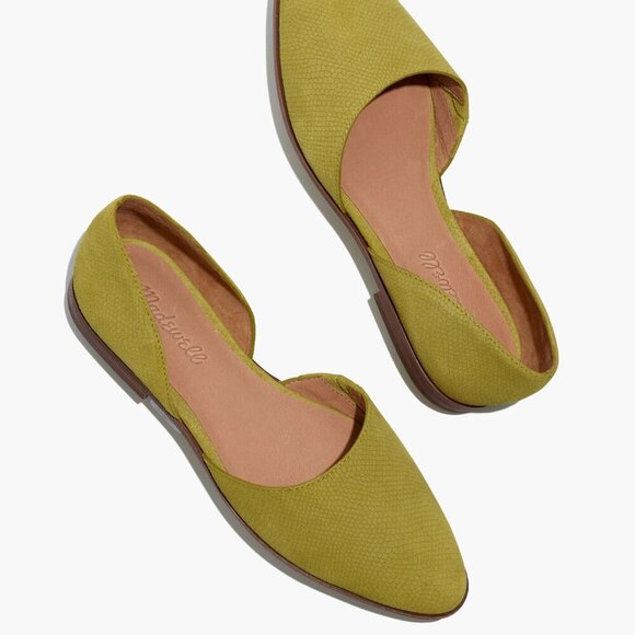 Madewell The Marisa D’Orsay Embossed Yellow Suede Flat Size 8 Fall - Picture 1 of 10
